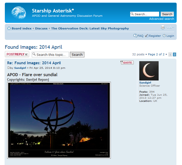 Objava na forumu Starship Asterisk* NASA-inog APOD-a